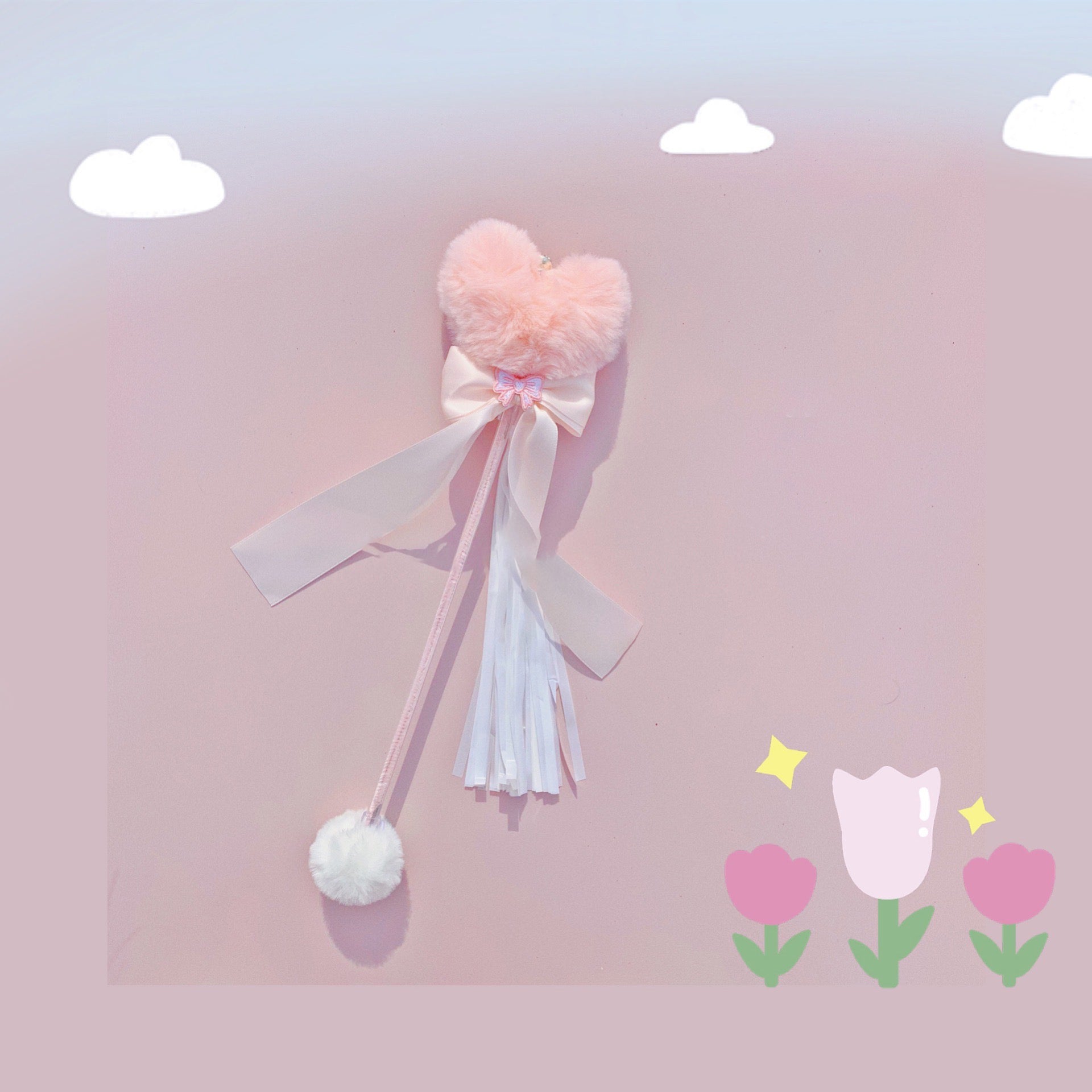 Pink Heart Cat Teaser Wand